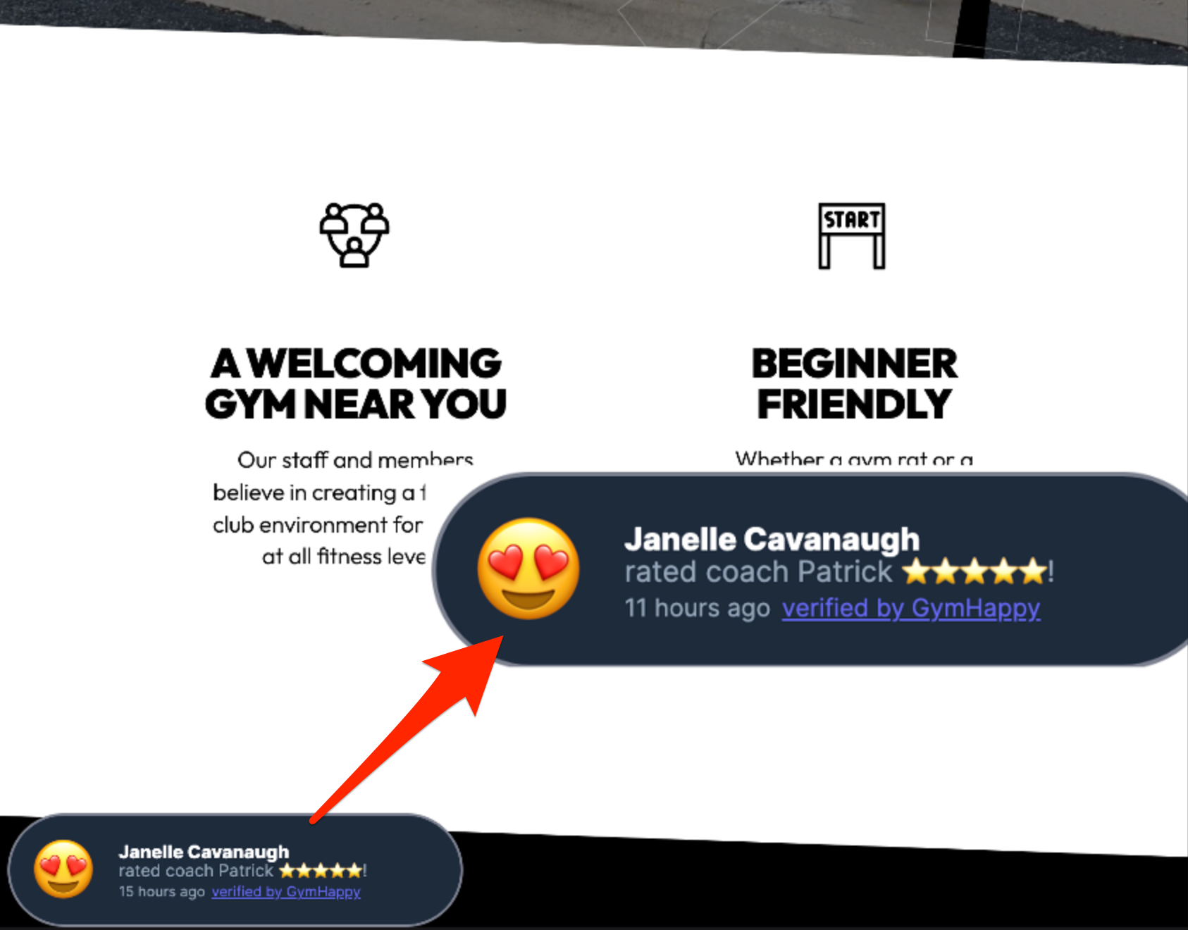 GymHappy Website Widget